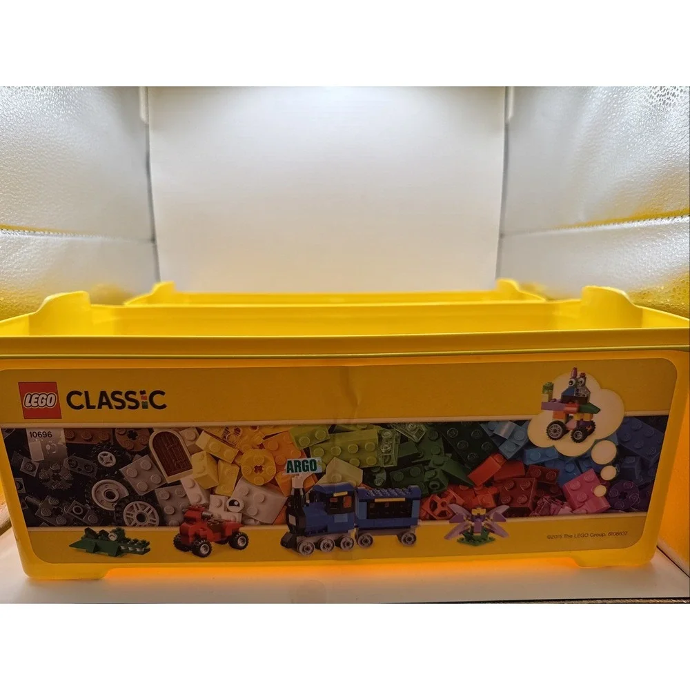 2 LEGO Storage Brick Case 8 Stud Large Yellow Container Plastic Bin 14x7x9.5